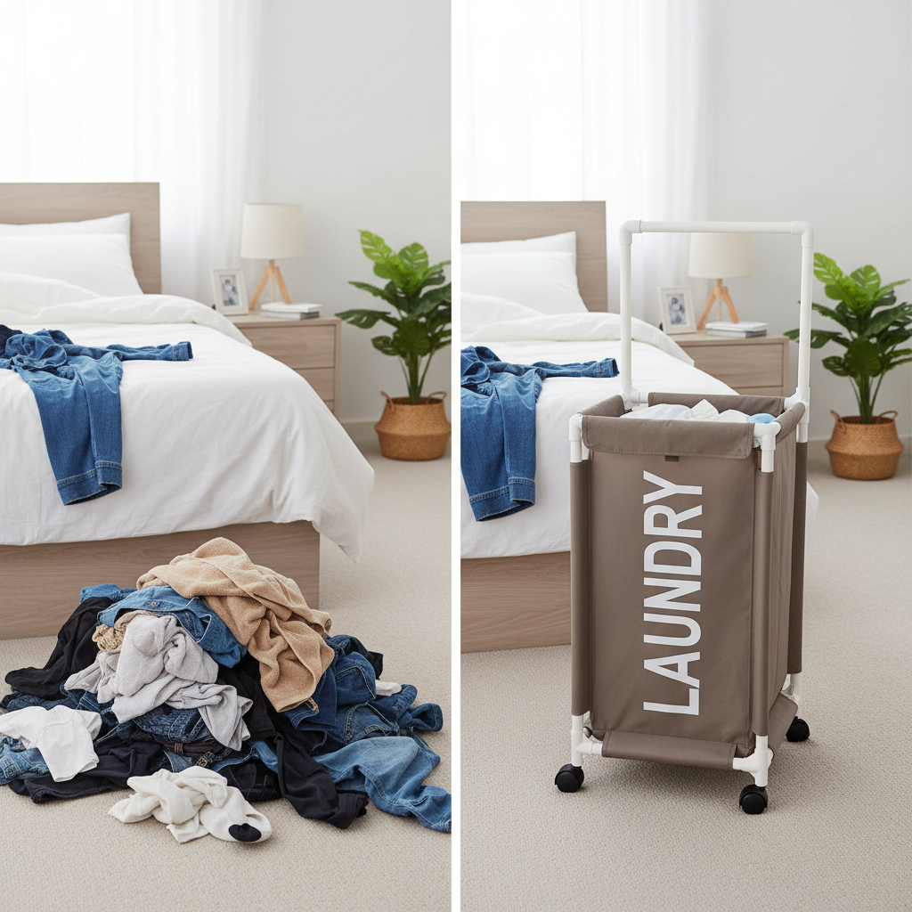 Foldable Laundry Hamper Basket With Handle & Wheels | Oxford Cloth | 2 Sizes | By APT