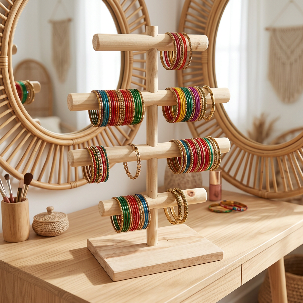 Wooden Handmade Portable Jewellery Stand By Miza