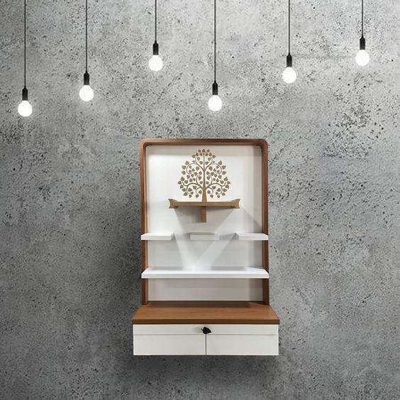 Simple Puja Rack Sacred Simplicity: Wall-Mounted Puja Shelf with Multi-Tier Storage ...