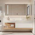 Modern Floating Bathroom Vanity Set With Single Sink Wall-Mounted In White & Natural