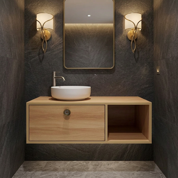 Modern Bathroom HDHMR Water Resistant Washbasin Vanity Storage By Miza