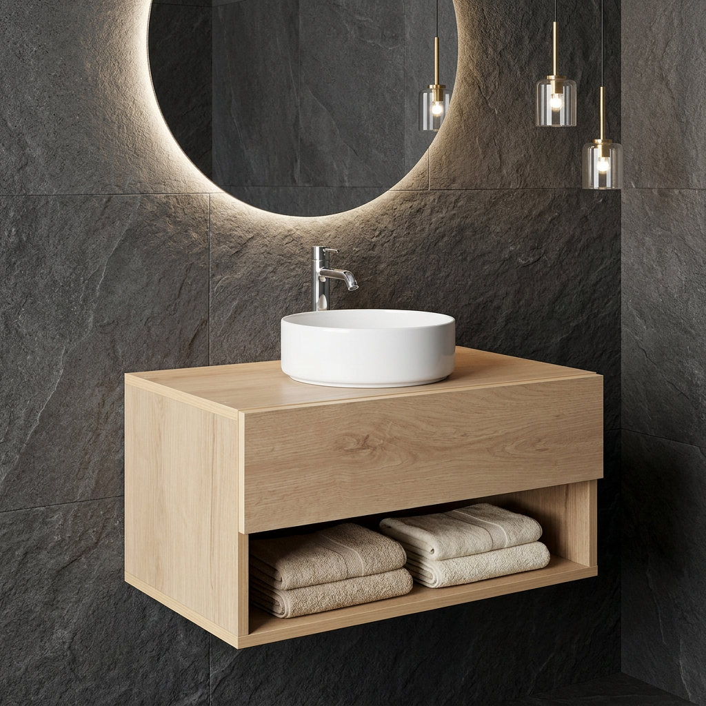 Floating HDHMR Water Resistant Bathroom Washbasin Vanity By Miza