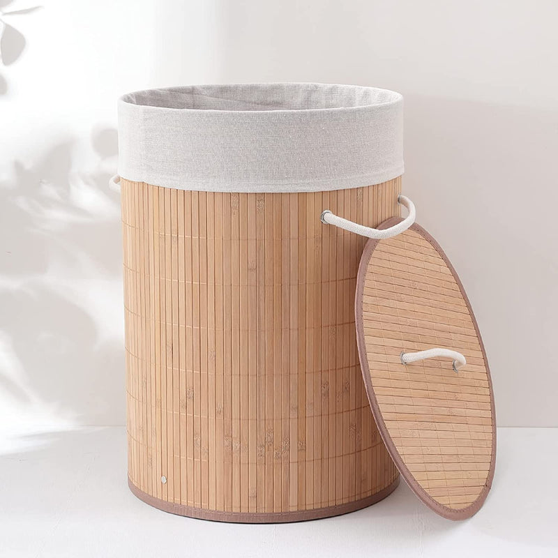 Laundry Bamboo ,Clothes Storage Basket ,Free Standing Dirty Clothes Hamper Bin-Random Color-1PC-BY APT