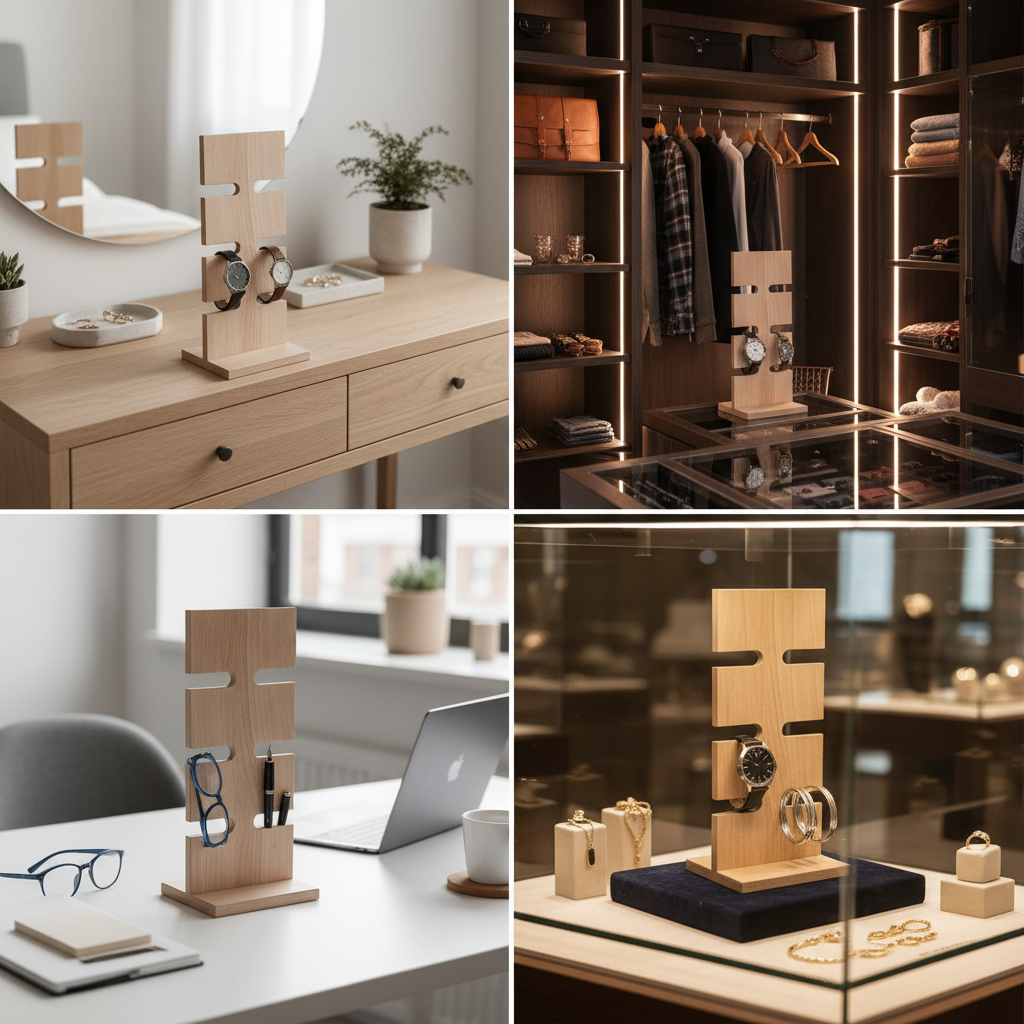 Wooden Watch Stand & Holder For 8 Watches | Premium Rubberwood | Tabletop Organizer | MIZA By PeelOrange