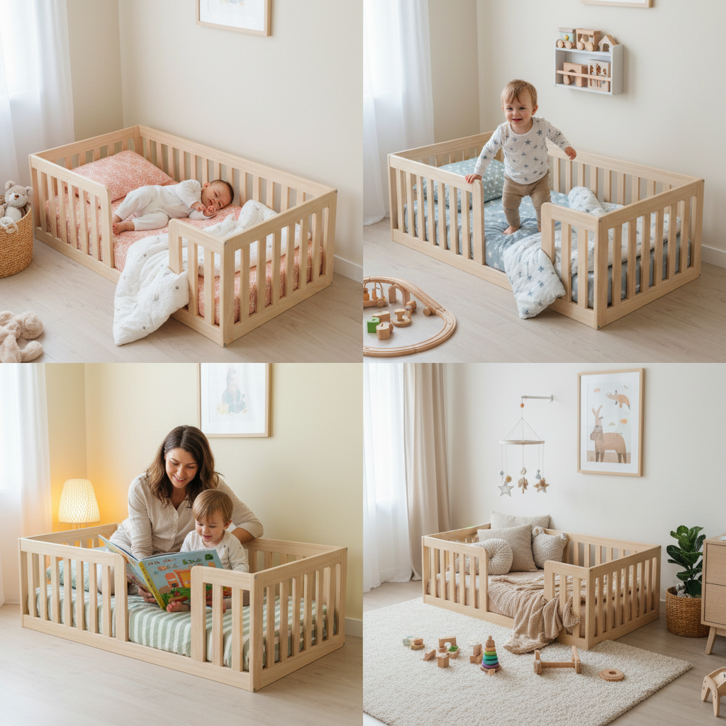 Montessori Wooden Baby Floor Sleep Station / Baby Cot By Miza