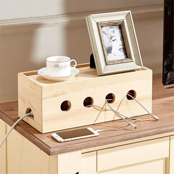 Rectangle Mobile Charger Wood Box By Miza