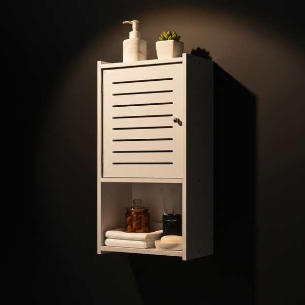 Small & Classy Modern White PVC Wall Mounted Cabinet For Bathroom Essentials By Miza