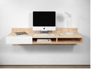 Floating Ash Matte White Brown Wood Desk By Miza