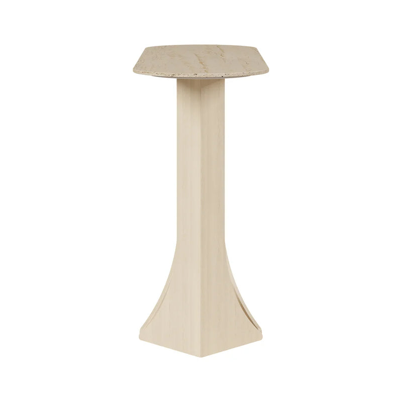 Oval Travertine Stone Console Table Modern Entryway Table With Abstract Base