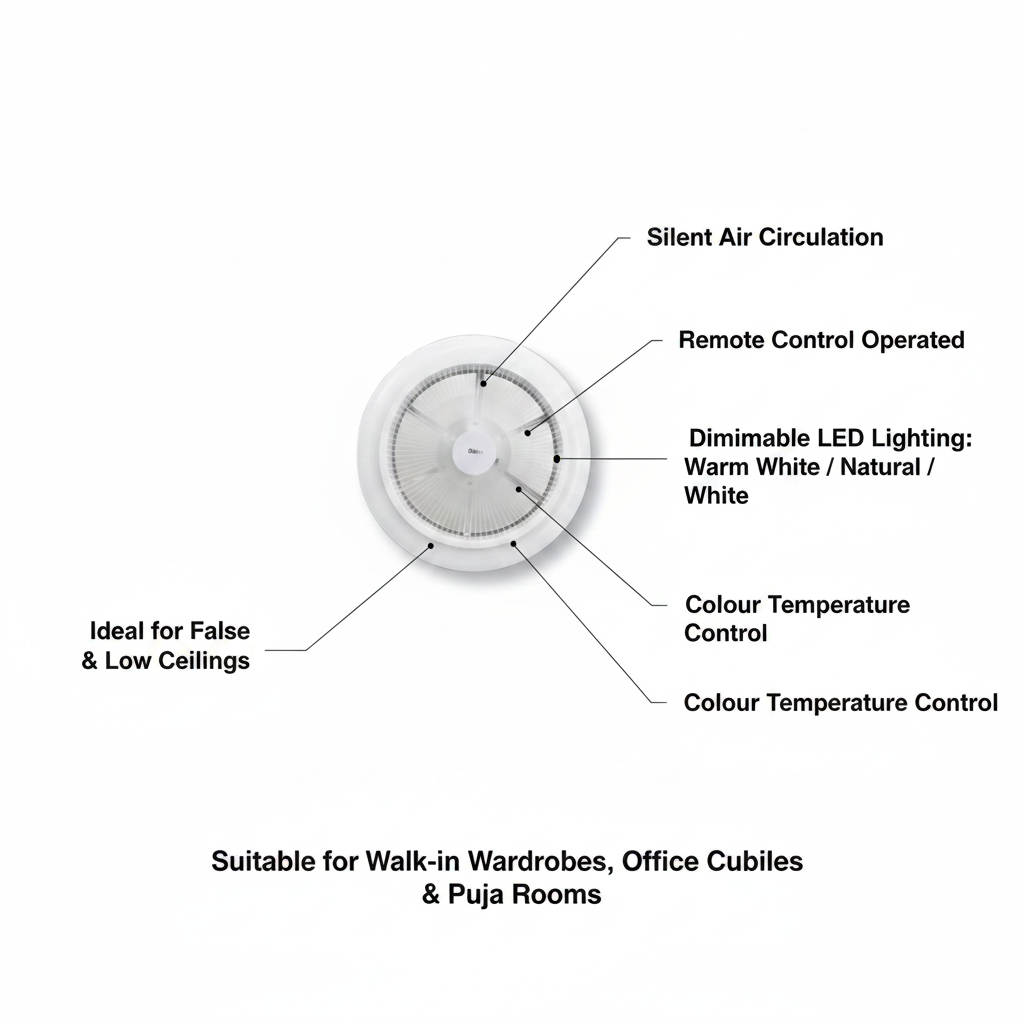 Deco Fan Mini | False Ceiling Ventilation Fan | Remote Operated | By Wadbros