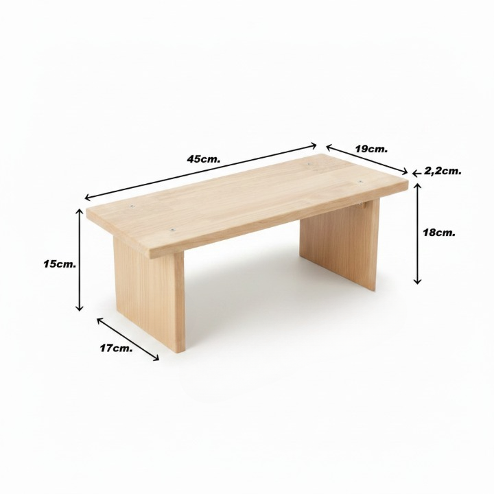 MIZA Wooden Meditation Stool | Yoga Seiza Bench | Rubberwood | 45×19×18 cm