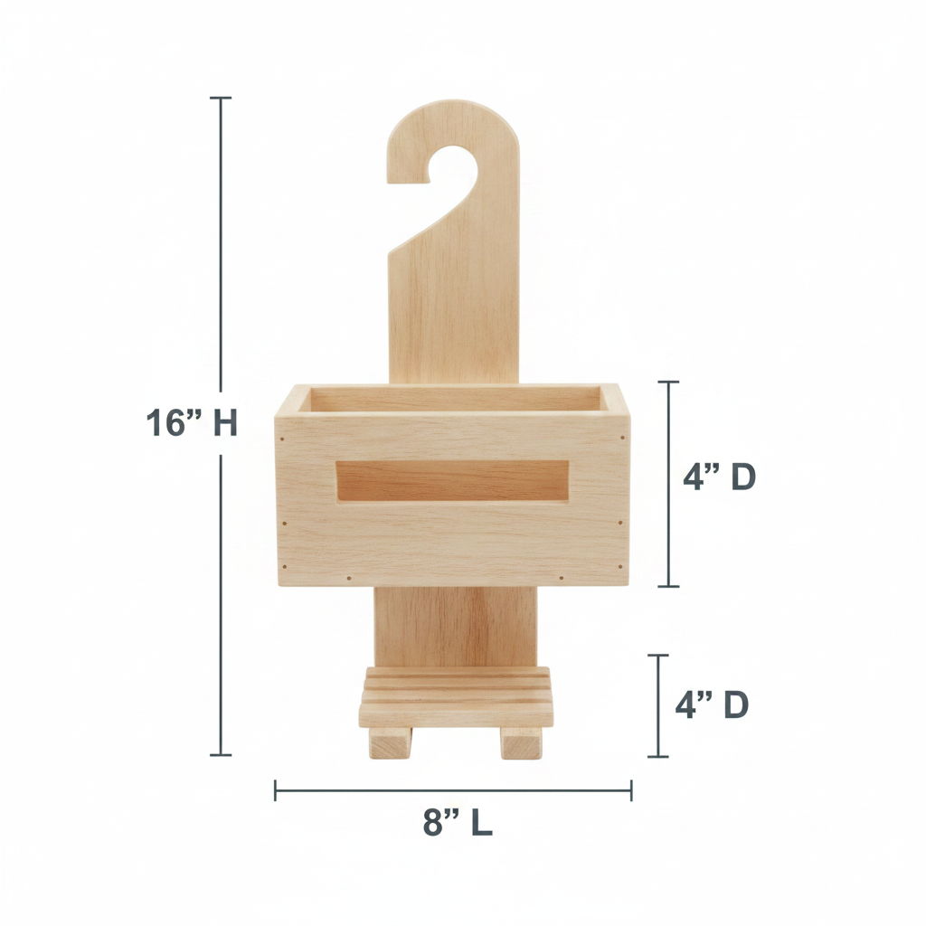 Wooden Shower Caddy With Tray And Soap Shelf By Miza