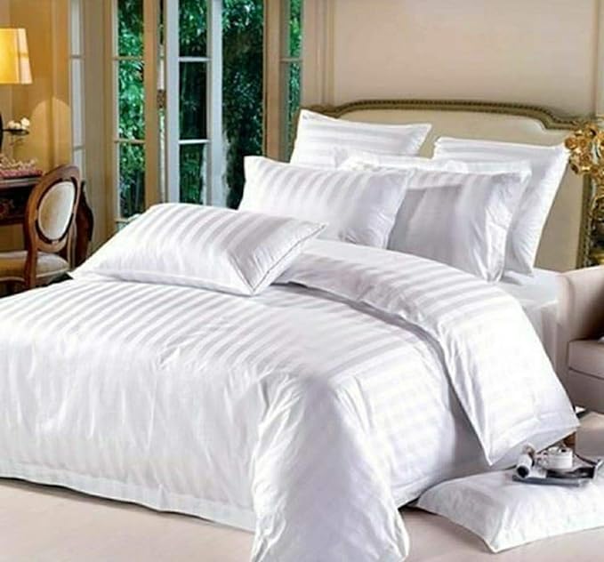 White Stripped Duvet Cover For Double Bed for Home, Hotels & Guest House In White Color-1 PC-BY SUPT