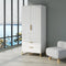 Modern White & Black Tall Wardrobe With Storage Bedroom Clothing Armoire