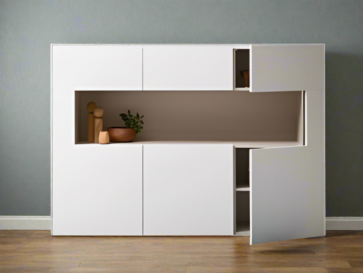 Contemporary Console Table With C Shape Drawers By Miza