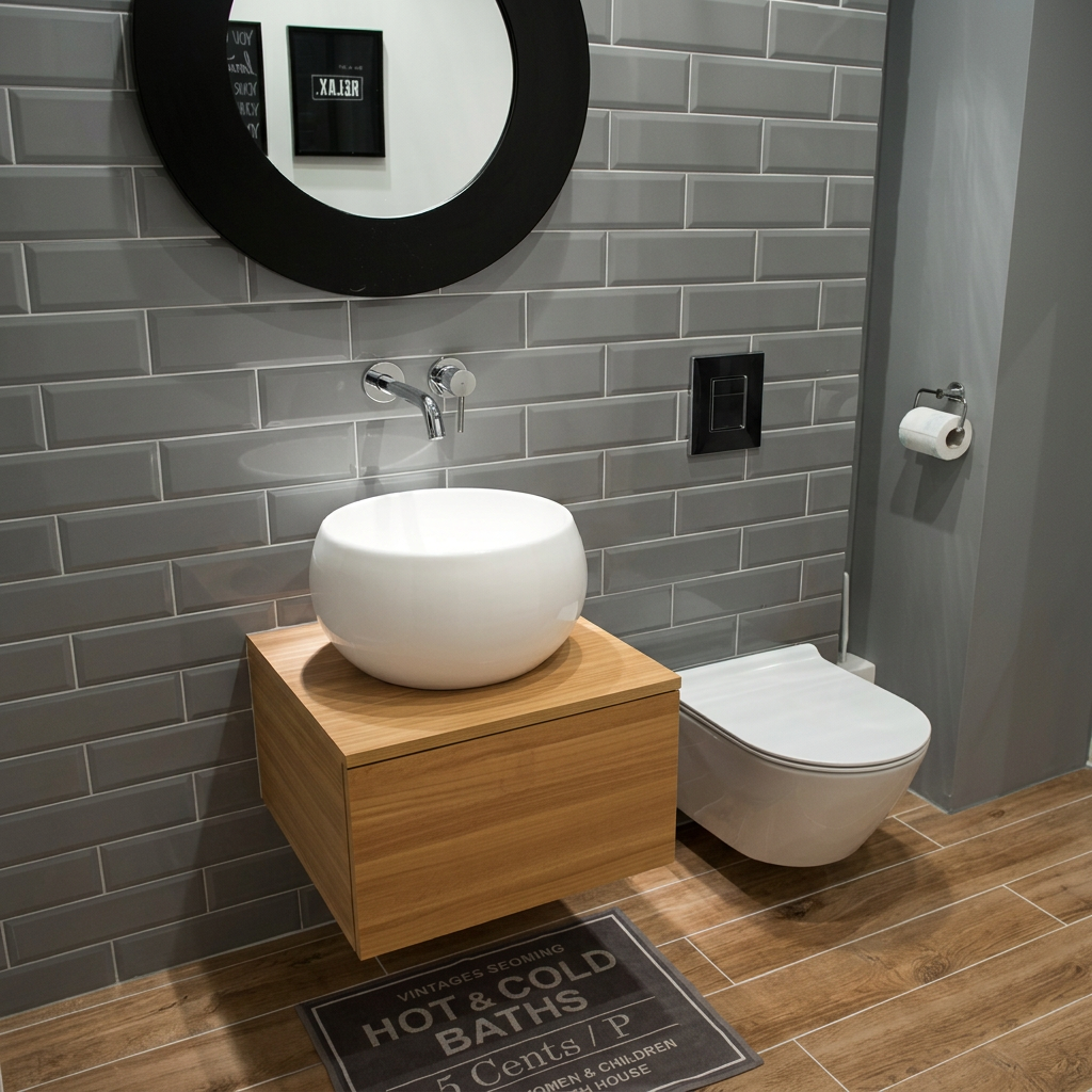 Aesthetic Minimal HDHMR Water Resistant Revised Bathroom Washbasin Vanity By Miza
