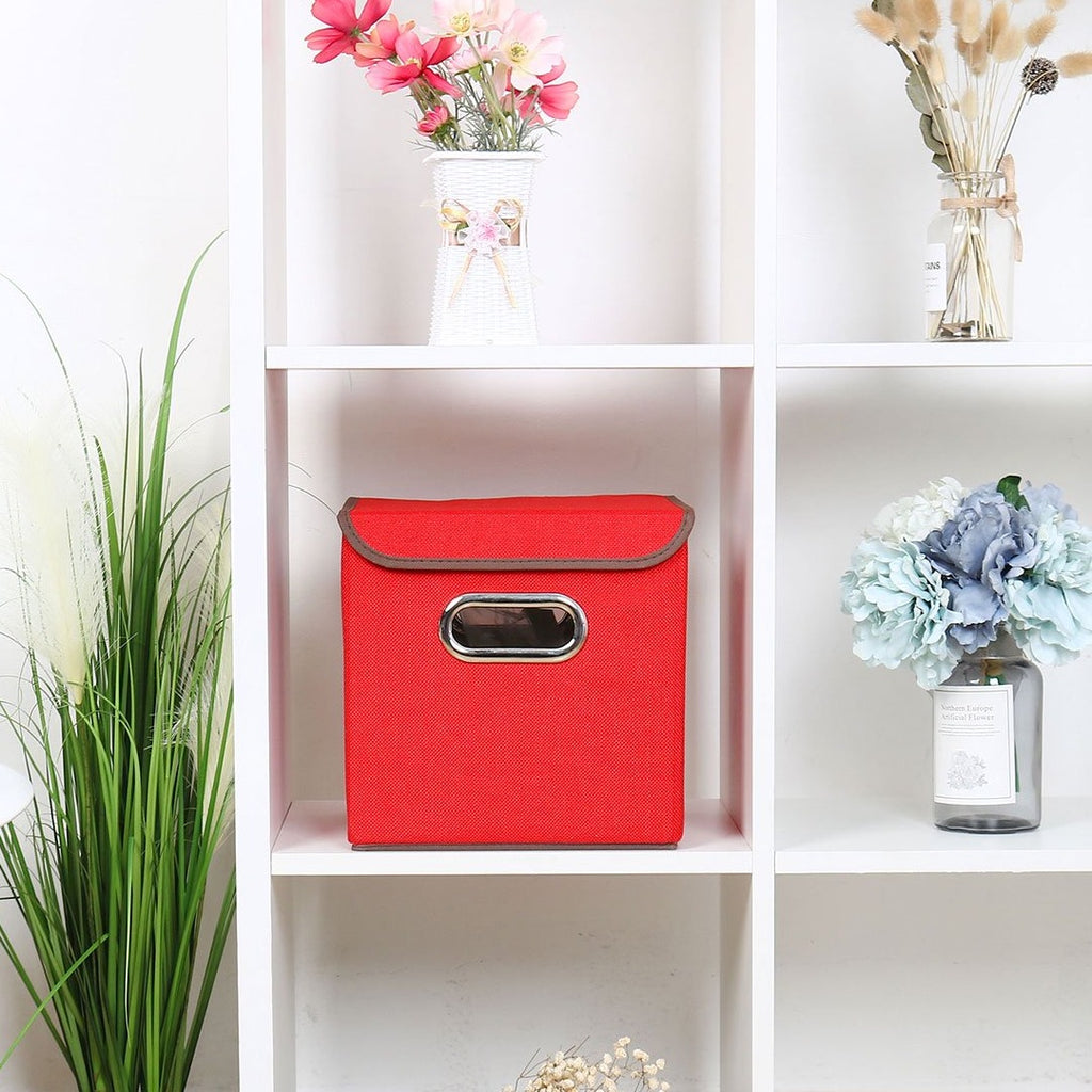 Foldable Storage Cube Boxes With Lid ( Random Colour ) By AK 1 PC