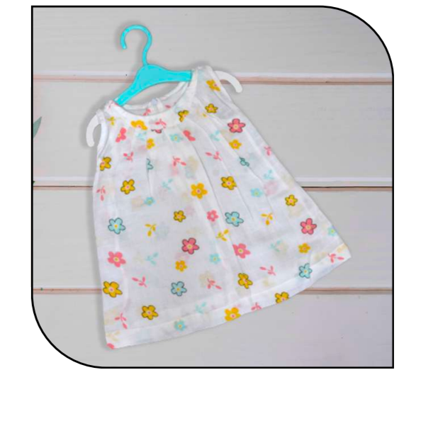Muslin Frock Zip Frill Cotton Cloth For Baby Girl Multi Printed Pack Of 1 By MM