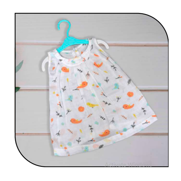 Muslin Frock Zip Frill Cotton Cloth For Baby Girl Multi Printed Pack Of 1 By MM