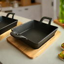 Cast Iron Sizzler Platter With Wooden Base (Paneer Tikka Grill) by MK