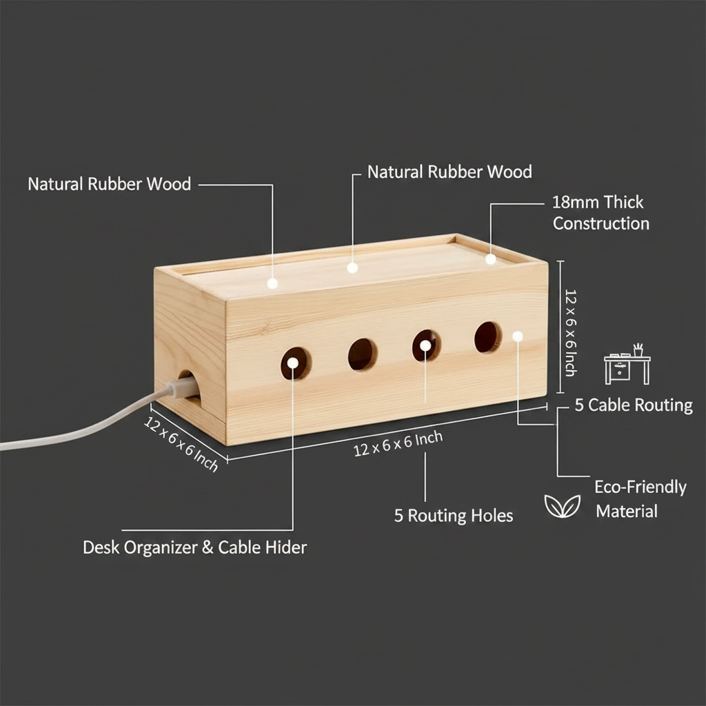Rectangle Mobile Charger Wood Box By Miza