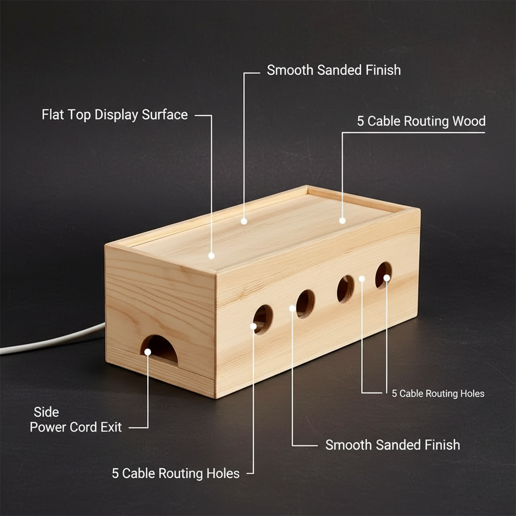 Rectangle Mobile Charger Wood Box By Miza