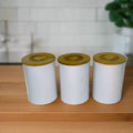 kitchen Storage Small Canisters With Mango Wood Knob Lid-3 Storage Containers By MA76