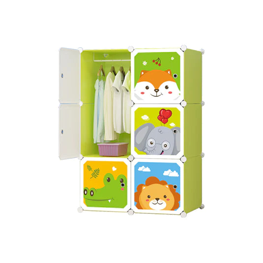 Sturdy 6 Cubes Animal Design Portable Wardrobe For Kids-1 PC-Random Color-BY APT