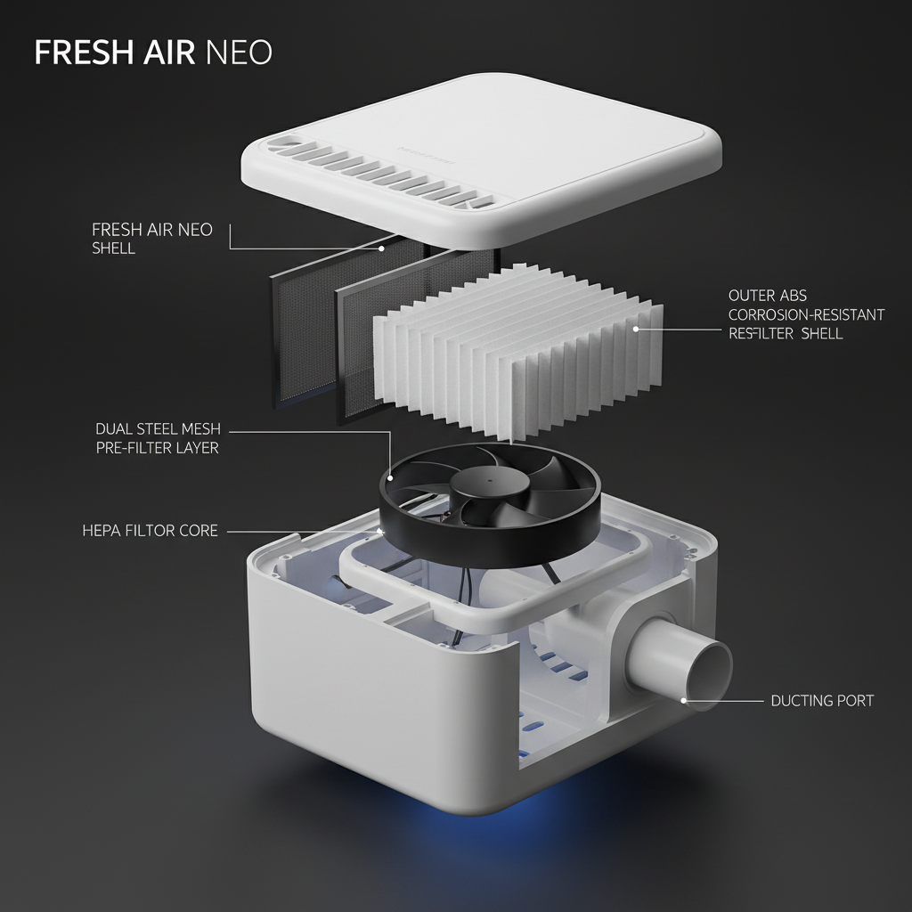 FA - Fresh Air NEO Filter Fan Metal For Ventilation/Exhaust Inline Fan By Wadbros