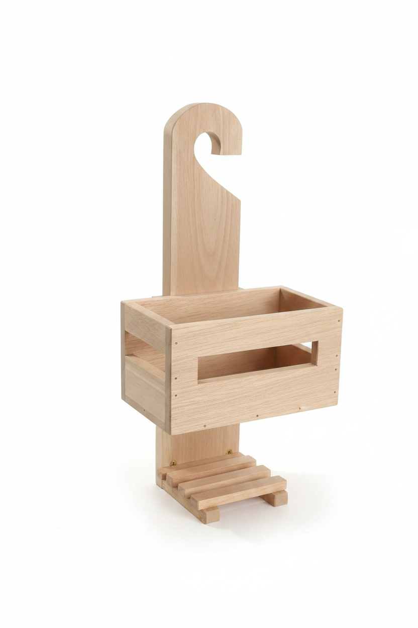 Wooden Shower Caddy With Tray And Soap Shelf By Miza