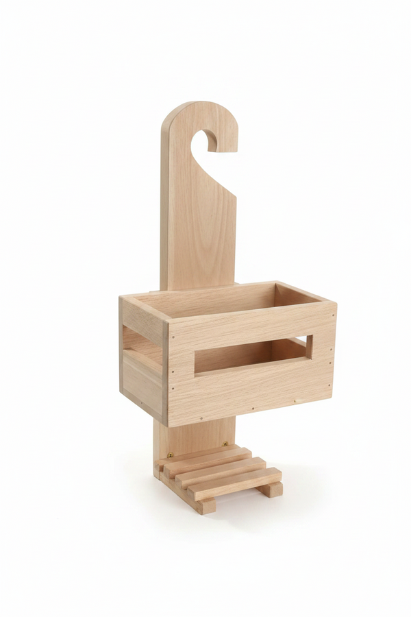 Wooden Shower Caddy With Tray And Soap Shelf By Miza