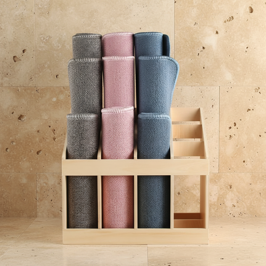 Yoga Mat Wooden Rack Stand Carpet Mat Holder Multi Purpose Storage 12 Slots By Miza