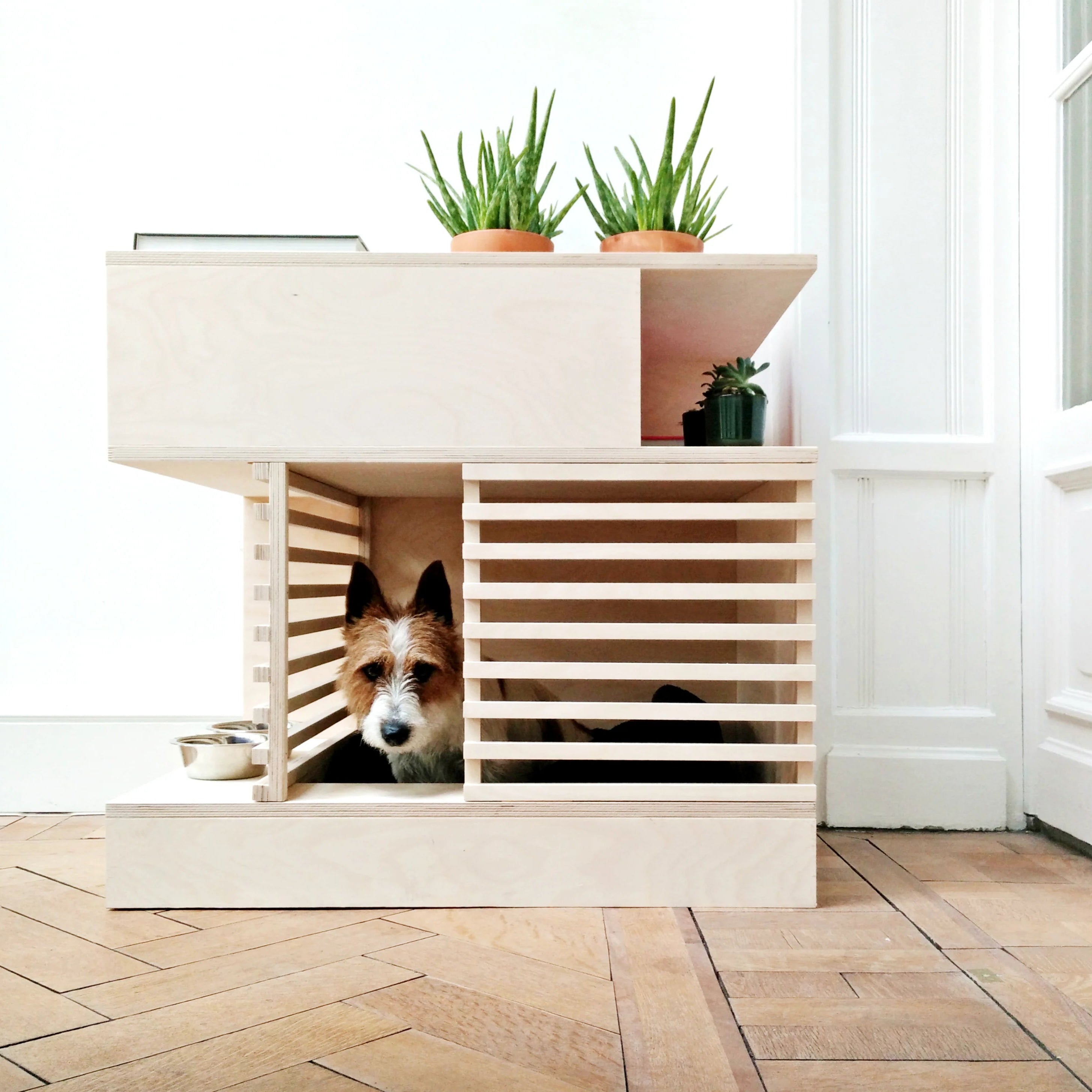 Wooden Dog Crate With End Table By Miza