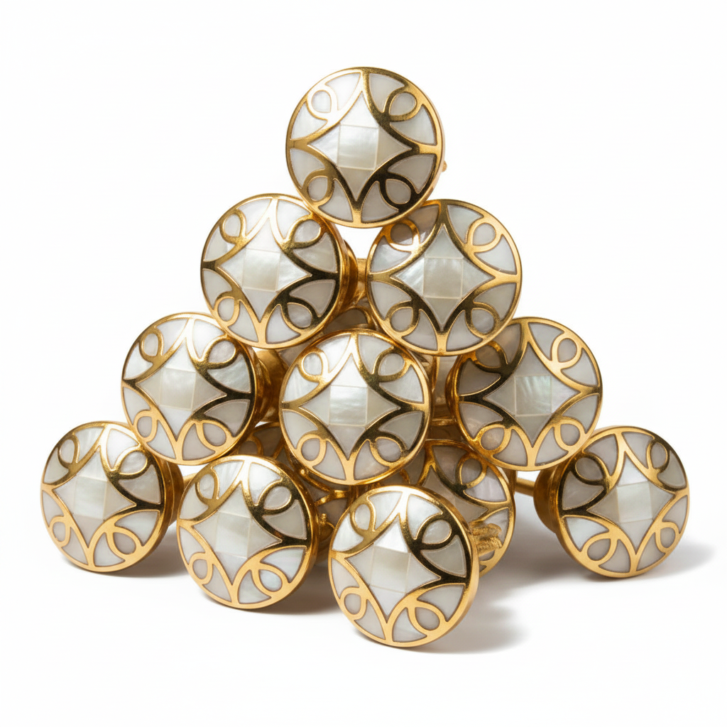 MOP & Brass Round Cabinet Knobs | Rust-Free Hardware for Door, Drawer, Wardrobe & Cupboard | Pack of 10
