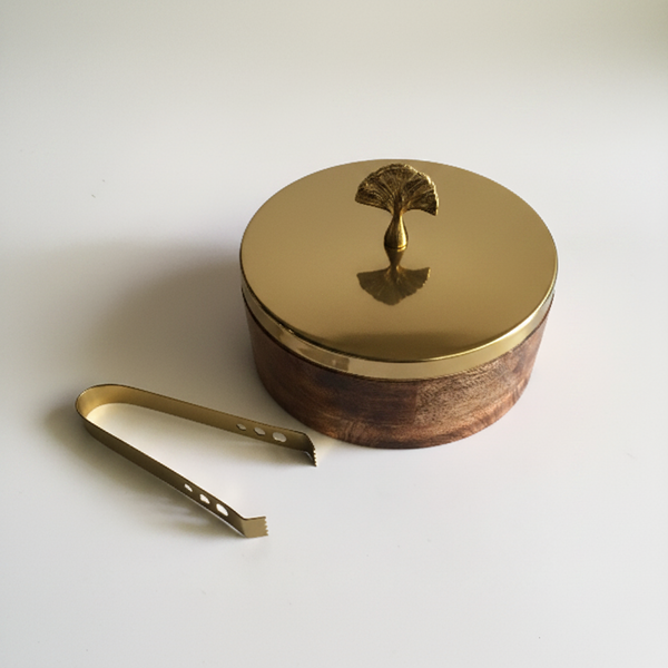 Stylish Wooden & Steel Chapati Roti Box Casserole Container Holder With Tong By Fita