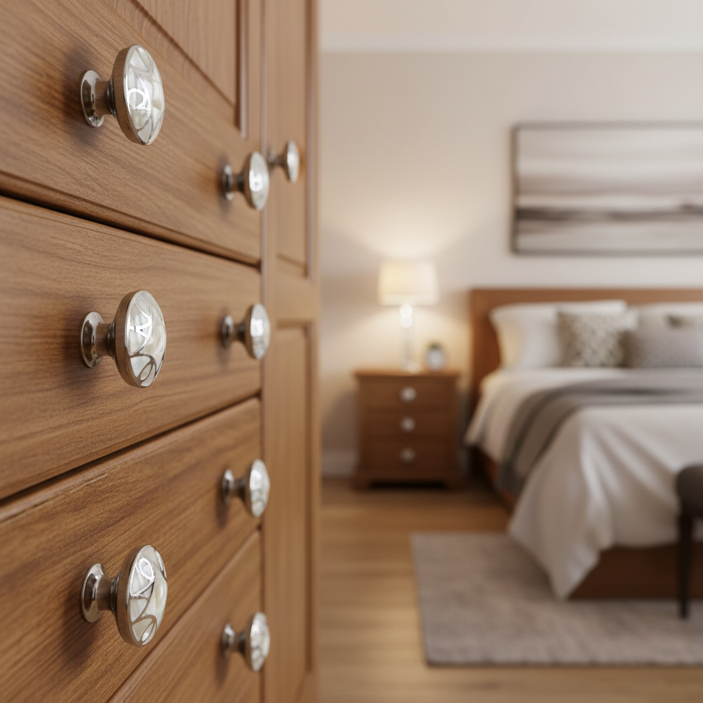 MOP & Brass Round Cabinet Knobs | Rust-Free Hardware for Door, Drawer, Wardrobe & Cupboard | Pack of 10