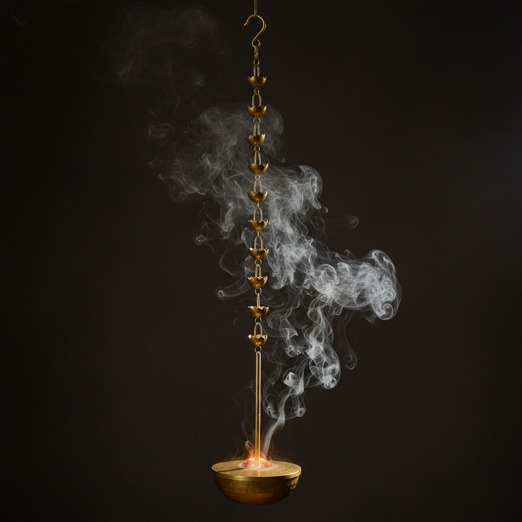Brass Loban Daan Hanging Lamp for Pooja Room | Bakhoor Incense Burner | Home Purifier