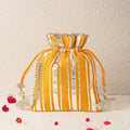 Colorful Potli Pouch Bag With Silver Gota Embellishment Perfect For Wedding & Festive Season 1PC (Random Color)
