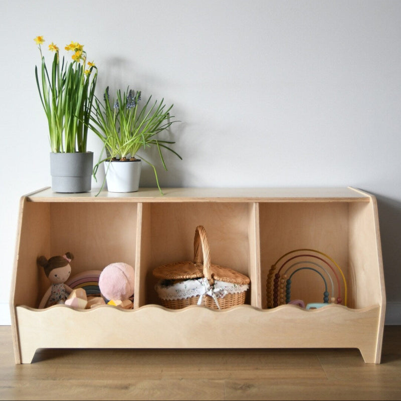 A Toy Cubby Shelf With Wavy Decor By Miza