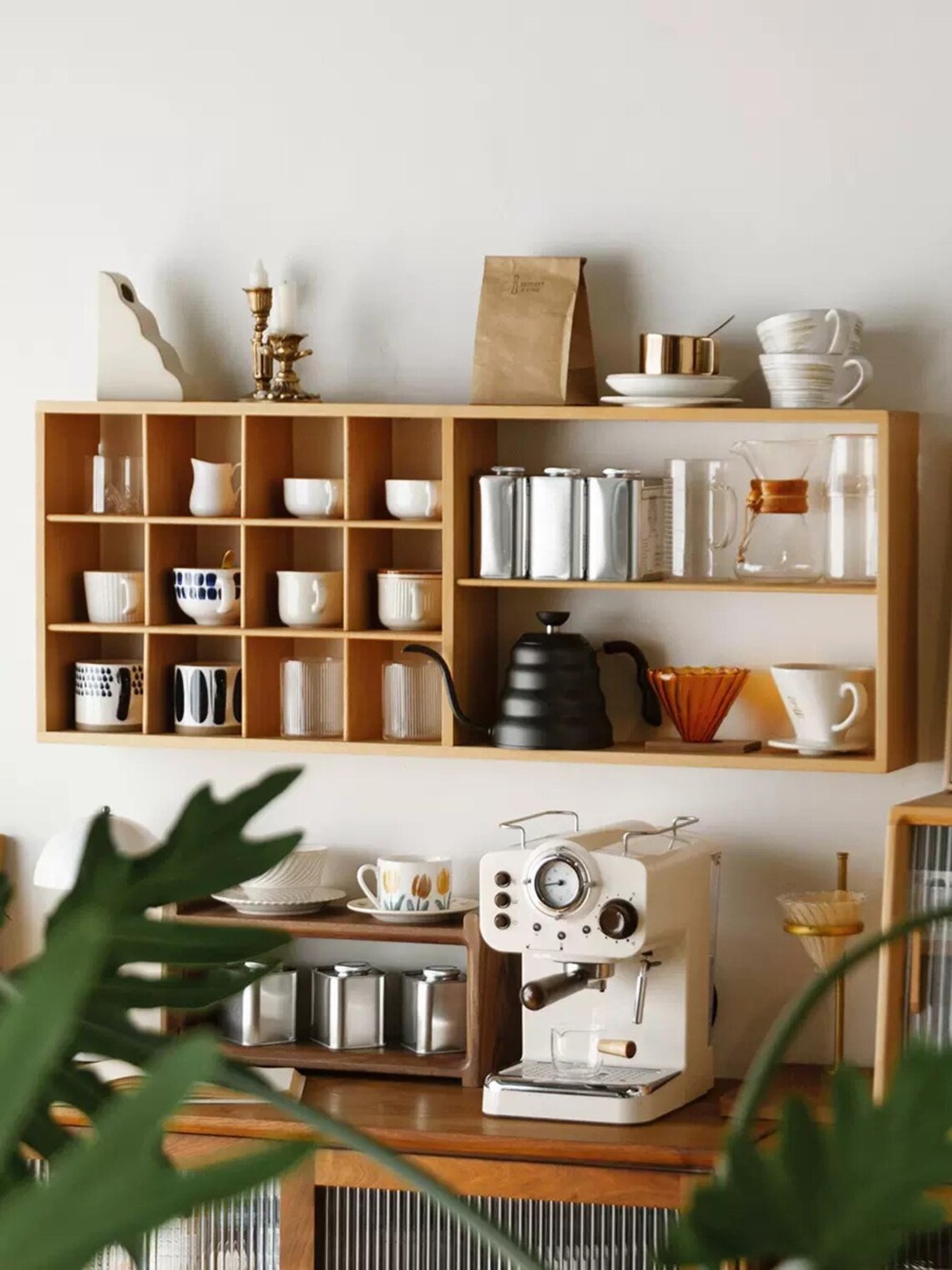 Solid Wood Display Shelf, Coffee Tea Mug Cup Holder By Miza