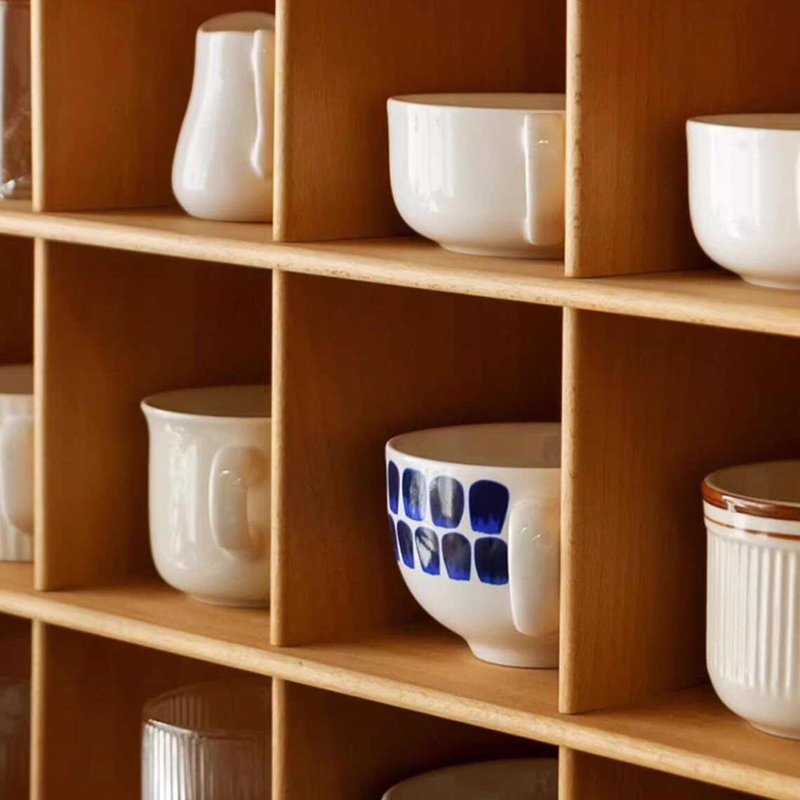 Solid Wood Display Shelf, Coffee Tea Mug Cup Holder By Miza