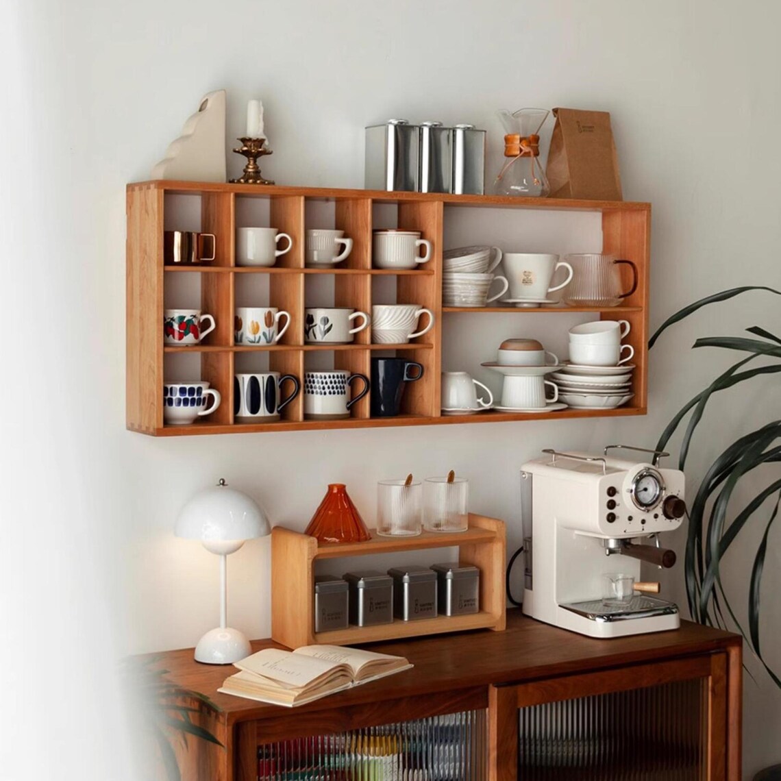 Solid Wood Display Shelf, Coffee Tea Mug Cup Holder By Miza