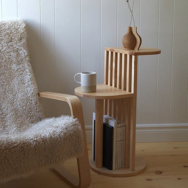 Solid Wood Two Tier Side Table / Modern Inspired Round C Side Table By Miza