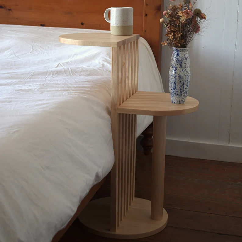 Solid Wood Two Tier Side Table / Modern Inspired Round C Side Table By Miza