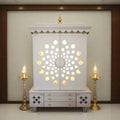 Standing Solid Wooden Mandir Cabinet With Intricate Design