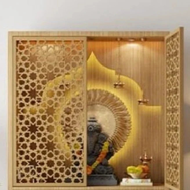 Simple Puja Rack Elevate Your Worship: Space-Saving Wall Mounted Puja Shelf With Iconic ...