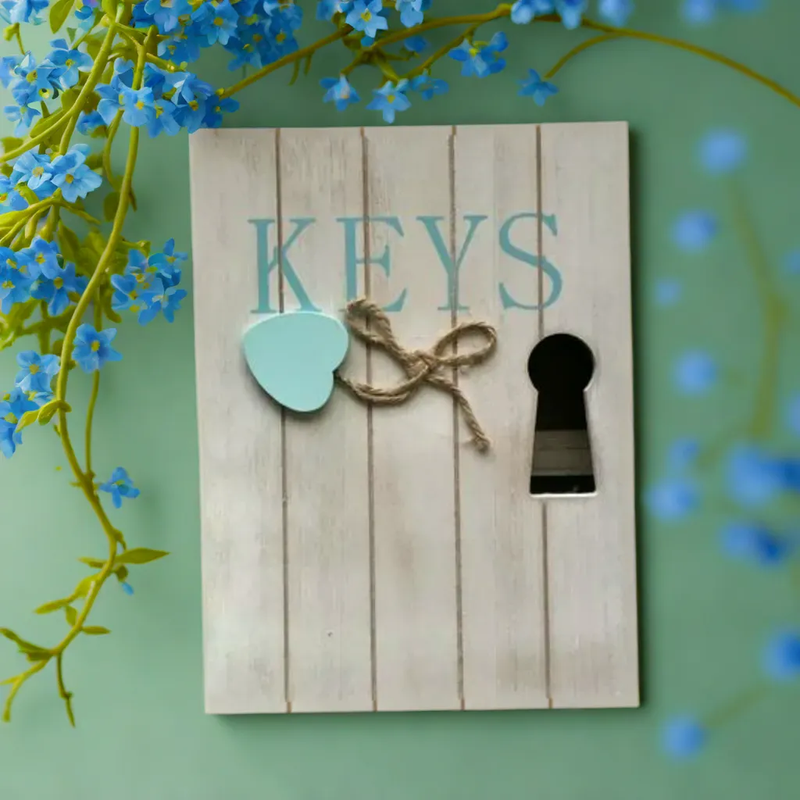 Rustic Keyhole Design Key Holder With 6 Hooks Wall Mounted-1 PC-BY APT