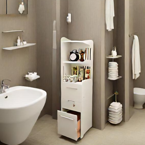 Bathroom PVC Side Corner Cabinet Furniture slide Out Drawers For Bathroom By Miza