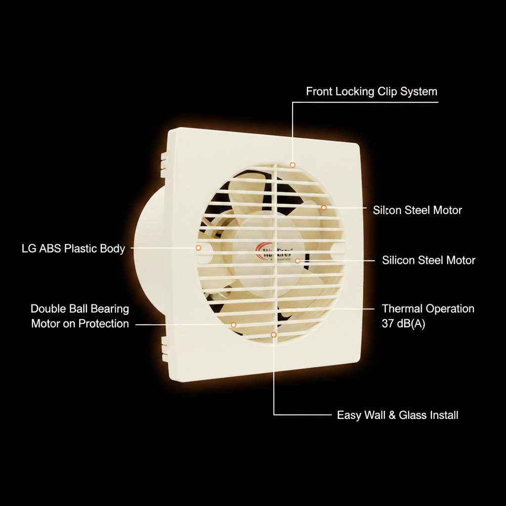 B-6 ABS Plastic Ventilation Fan with Thermal Cutoff Protection by Wadbros