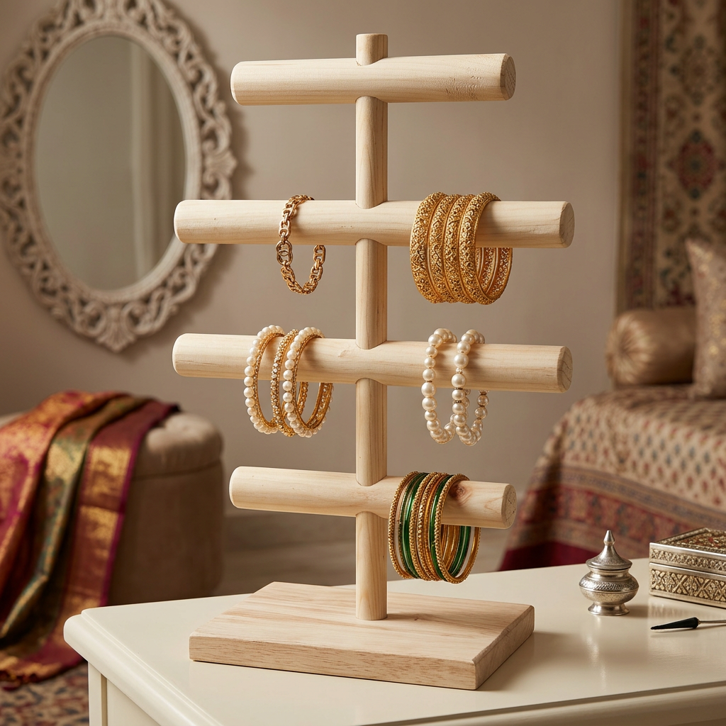 Wooden Handmade Portable Jewellery Stand By Miza